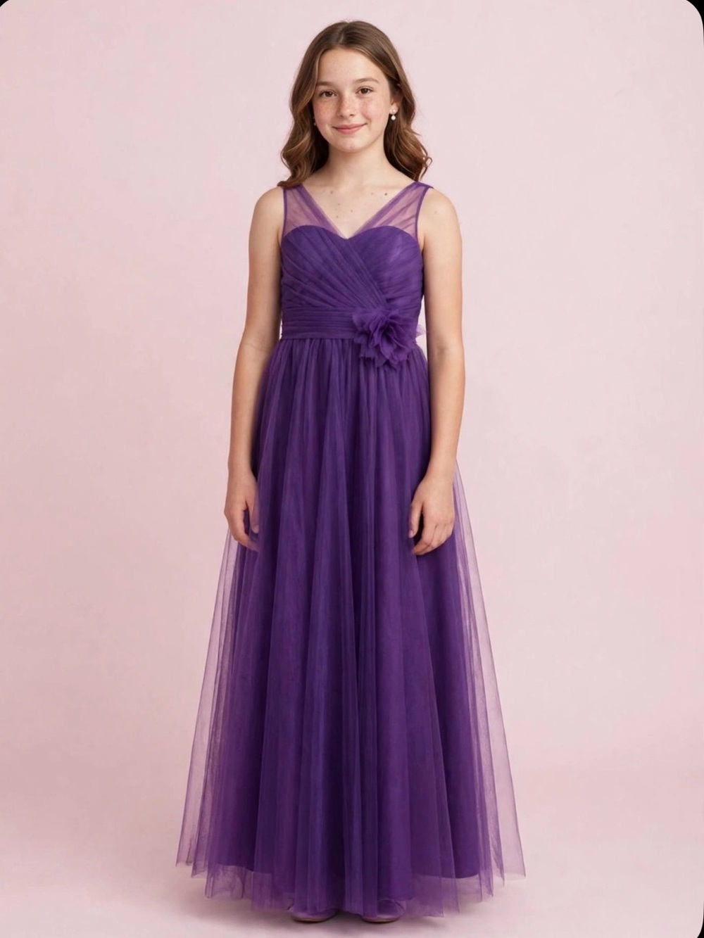 NEW JJs House Purple Tulle Flower Waist Girls Formal Dress